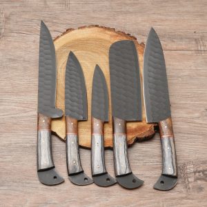 5 Piece Handmade Chef Knife Set With Pakka Wood Handle